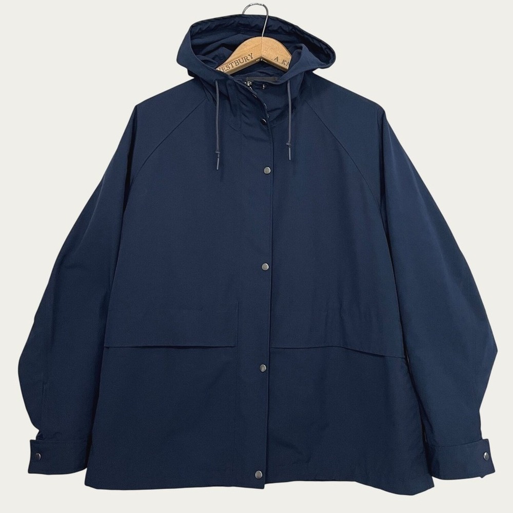 Uniqlo‎ Mens XL Navy Blue Hooded Parka Water Repellent Rain Jacket 211-429492